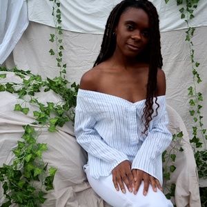 Off the shoulder button down